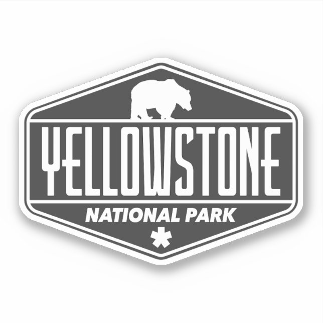 Pegatina Oso del Parque Nacional Yellowstone - Viaje Retro (Anverso)