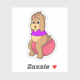 Pegatina Oso en fitness con balón de ejercicio.PNG