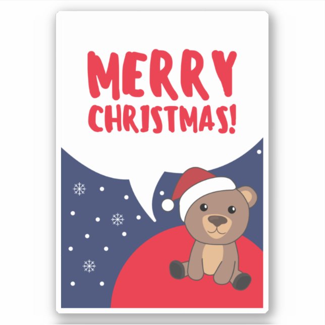 Pegatina Oso Feliz Navidad Invierno Animales de invierno os (Anverso)