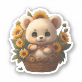 Pegatina Oso floral cúbico