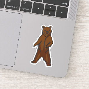 Pegatina Oso Grizzly Rústico Brown dibujado a mano
