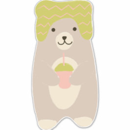 Pegatina Oso Invierno Con Lana Gorra Infantil Cute Nursera