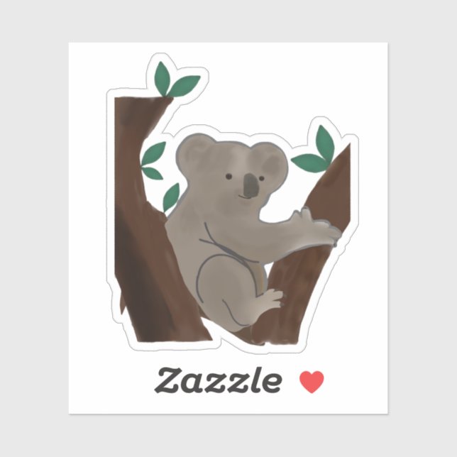 Pegatina Oso Koala en un árbol (Hoja)