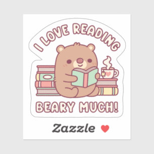 Pegatina Oso Lindo Me Encanta Leer Muchísimo Es Divertido