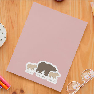 Pegatina Oso Mama Personalizado Con 2 Nombres De Niños Rega