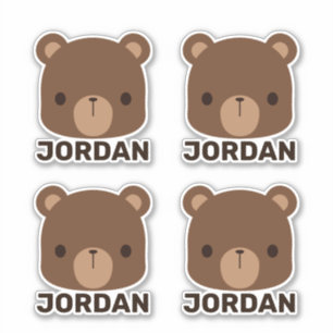 Pegatina Oso Marrón Pequeño y Lindo con Nombre Personalizad
