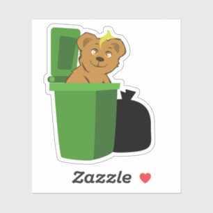 Pegatina Oso montando el basurero