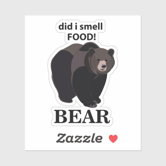 Pegatina Oso, olía el oso gracioso de la comida (Hoja)