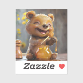 Pegatina Oso pequeño comiendo miel