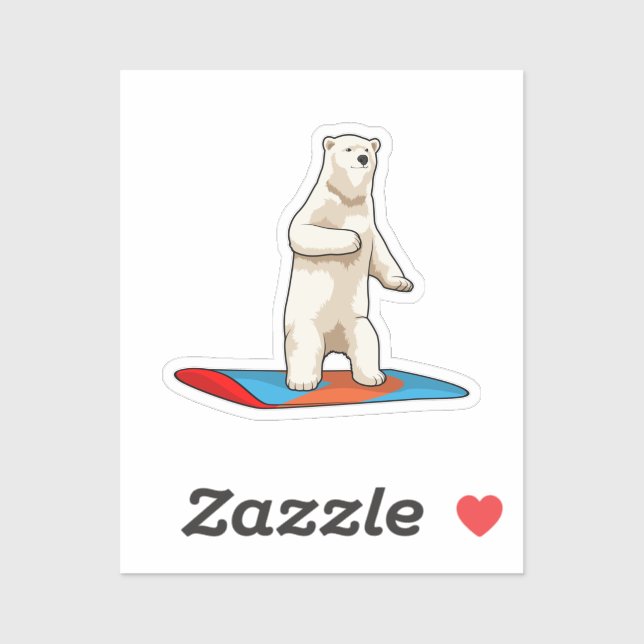 Pegatina Oso polar como snowboard con Snowboard (Hoja)