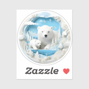 Pegatina Oso polar con el frío invierno blanco del océano á