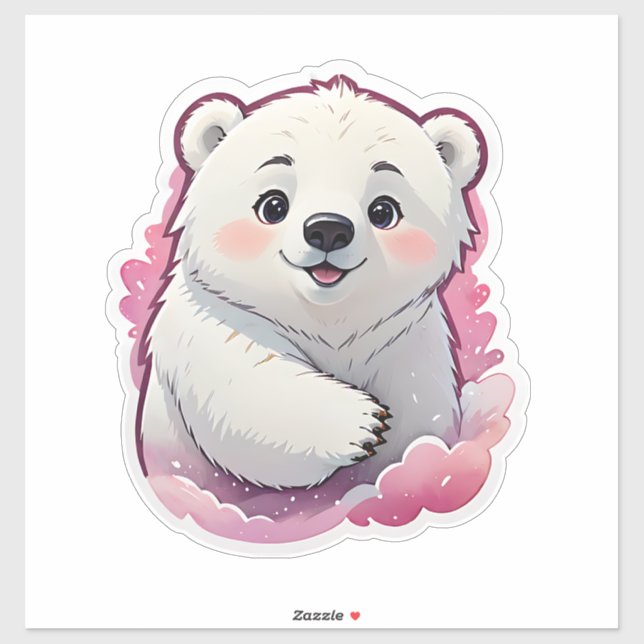 Pegatina Oso Polar Fluffy Cute (Hoja)