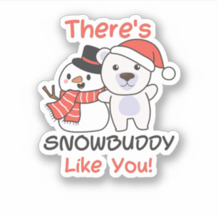 Pegatina Oso Polar, hay un muñeco de nieve como un muñeco d