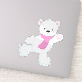 Pegatina Oso Polar, Oso Blanco, Oso De Patinaje Hielo, Esca