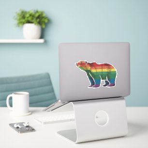 Pegatina Oso Polar Retro Arcoíris Lesbiana LGBT Orgullo Gay
