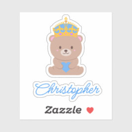 Pegatina Oso real kawaii azul personalizado