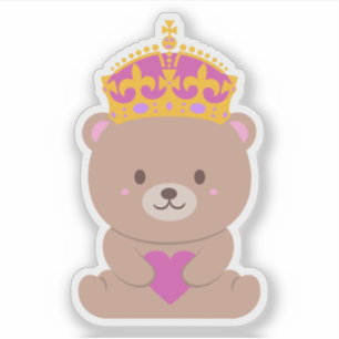 Pegatina Oso real rosado de Kawaii
