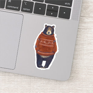 Pegatina Oso rojo del suéter del reno