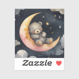 Pegatina Oso somnoliento en la luna