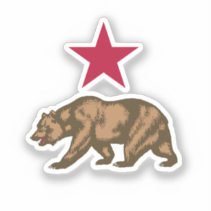 Pegatina Oso y Estrella de California