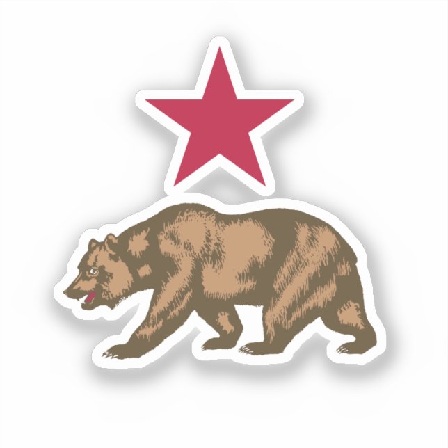 Pegatina Oso y Estrella de California (Anverso)