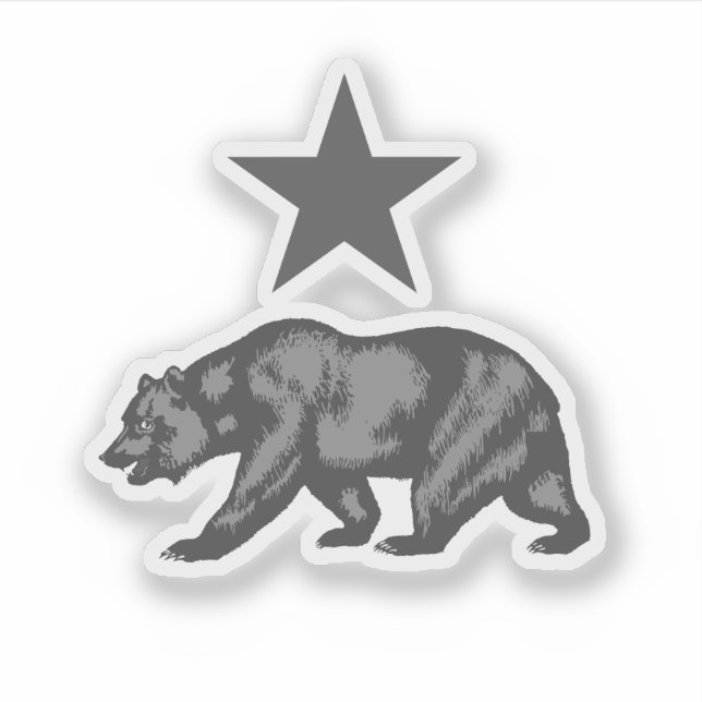 Pegatina Oso y estrella de California - Blanco y negro (Anverso)