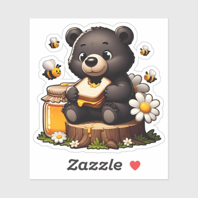 Pegatina Osos, abejas y miel (Hoja)