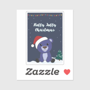 Pegatina Osos coloridos Feliz Navidad Animales de Invierno