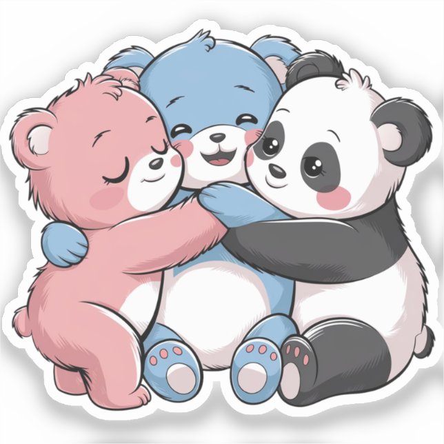 Pegatina Osos de peluche con panda (Anverso)