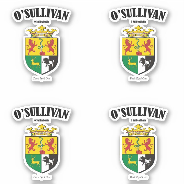 Pegatina O'Sullivan Escudo Traducción y significado irlandé (Anverso)