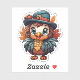 Pegatina Otoño Feliz Día de Acción de Gracias Turquía