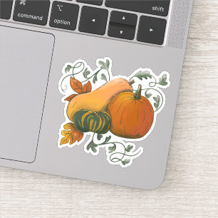Pegatina Otoño Ilustracion de arado de calabaza de cosecha