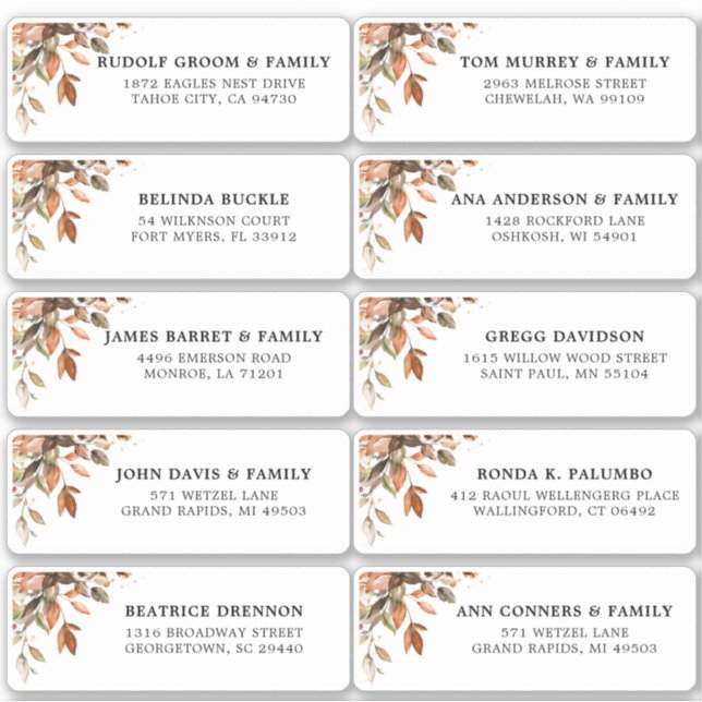 Pegatina Otoño Otoño Deja La Dirección Rustica De Invitado  (Anverso)