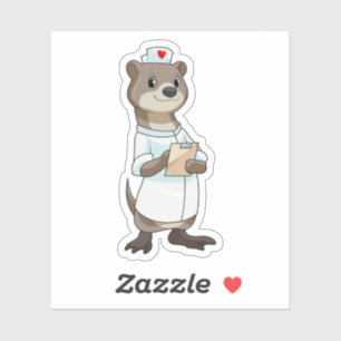 Pegatina Otter como enfermera con corazón