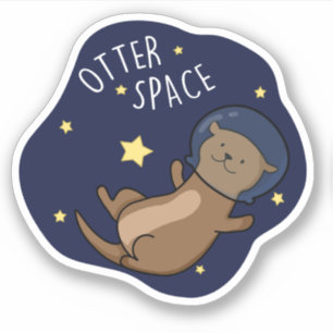 Pegatina Otter Space Funny Astronauta Otter Pun