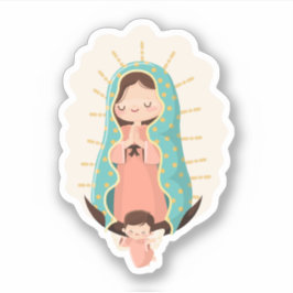 Pegatina Our Lady of Guadalupe with angel Kawaii Style