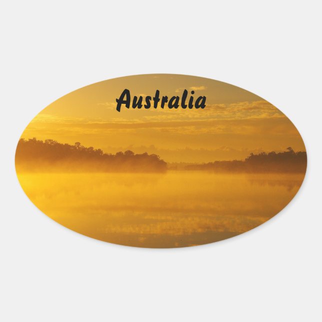 Pegatina Oval - amanecer dorado Australia (Anverso)