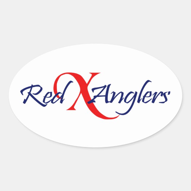 Pegatina Oval Anglers Red X (Anverso)