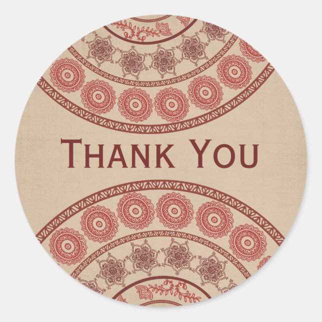 Pegatina Oval Boda Henna Mehndi (Anverso)