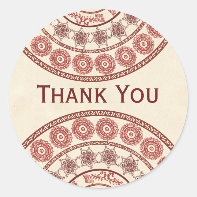 Pegatina Oval Boda Henna Mehndi (Anverso)