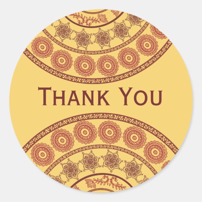 Pegatina Oval Boda Henna Mehndi (Anverso)