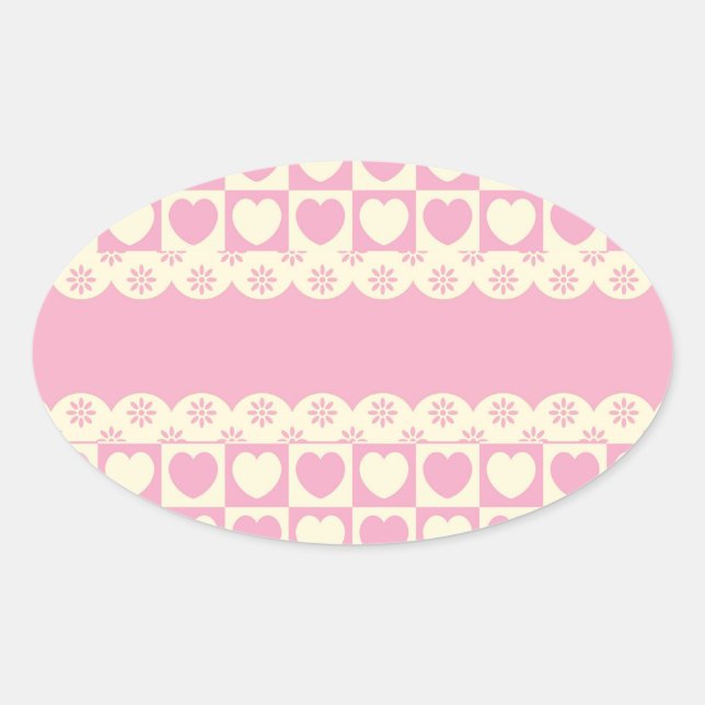 Pegatina Oval con control de corazón rosado (Anverso)