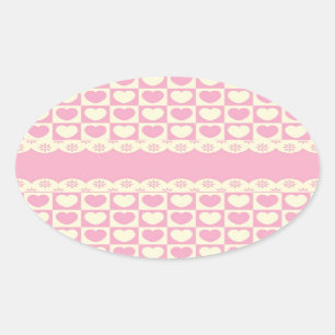 Pegatina Oval con control de corazón rosado