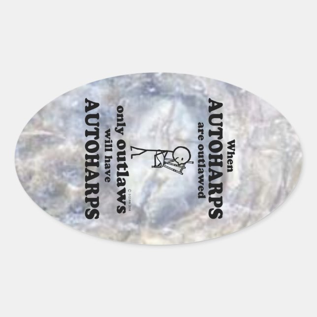 Pegatina Oval de Autoharps ilegalizado (Anverso)