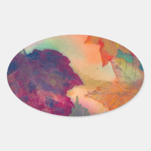 Pegatina Oval de Autumn Leaves Oval