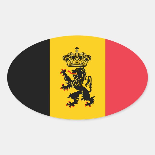 Pegatina Oval de bandera belga (Anverso)