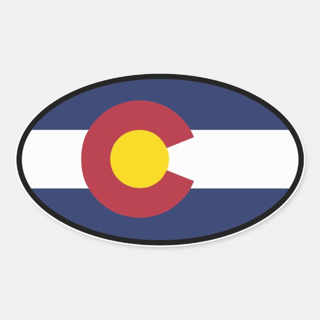 Pegatina Oval de Bandera Colorado (Anverso)