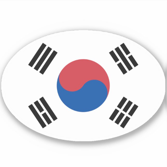 Pegatina Oval de bandera de Corea del Sur (Anverso)