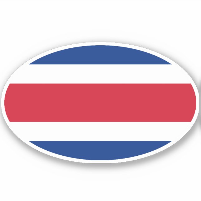 Pegatina Oval De Bandera De Costa Rica (Anverso)