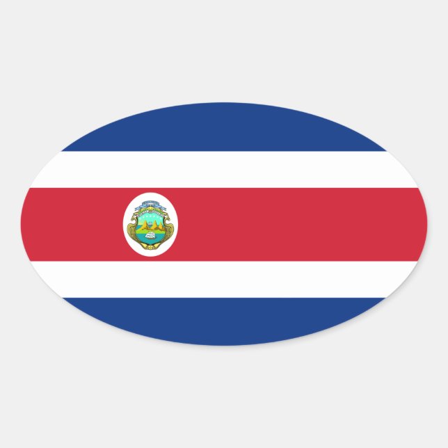 Pegatina Oval de bandera de Costa Rica (Anverso)